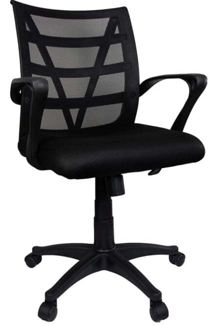 Silla secretarial mesh con respaldo abierto y base negra