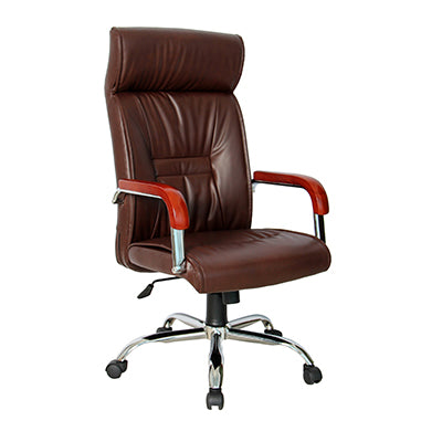 Silla presidencial premium en cuero sintético color café