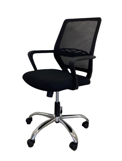 Silla secretarial mesh con brazos y base cromada
