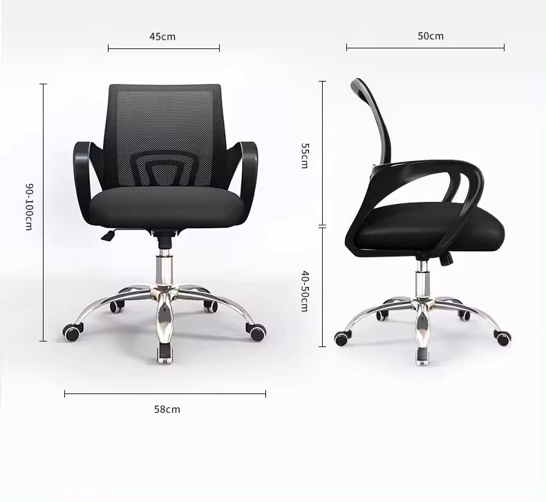 Silla secretarial mesh con base cromada