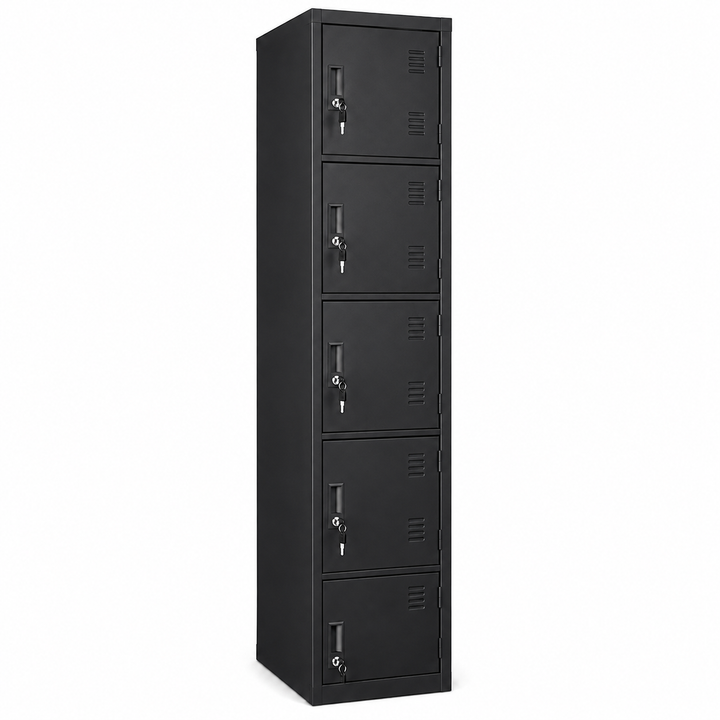 Locker metálico angosto de 5 puertas con llave