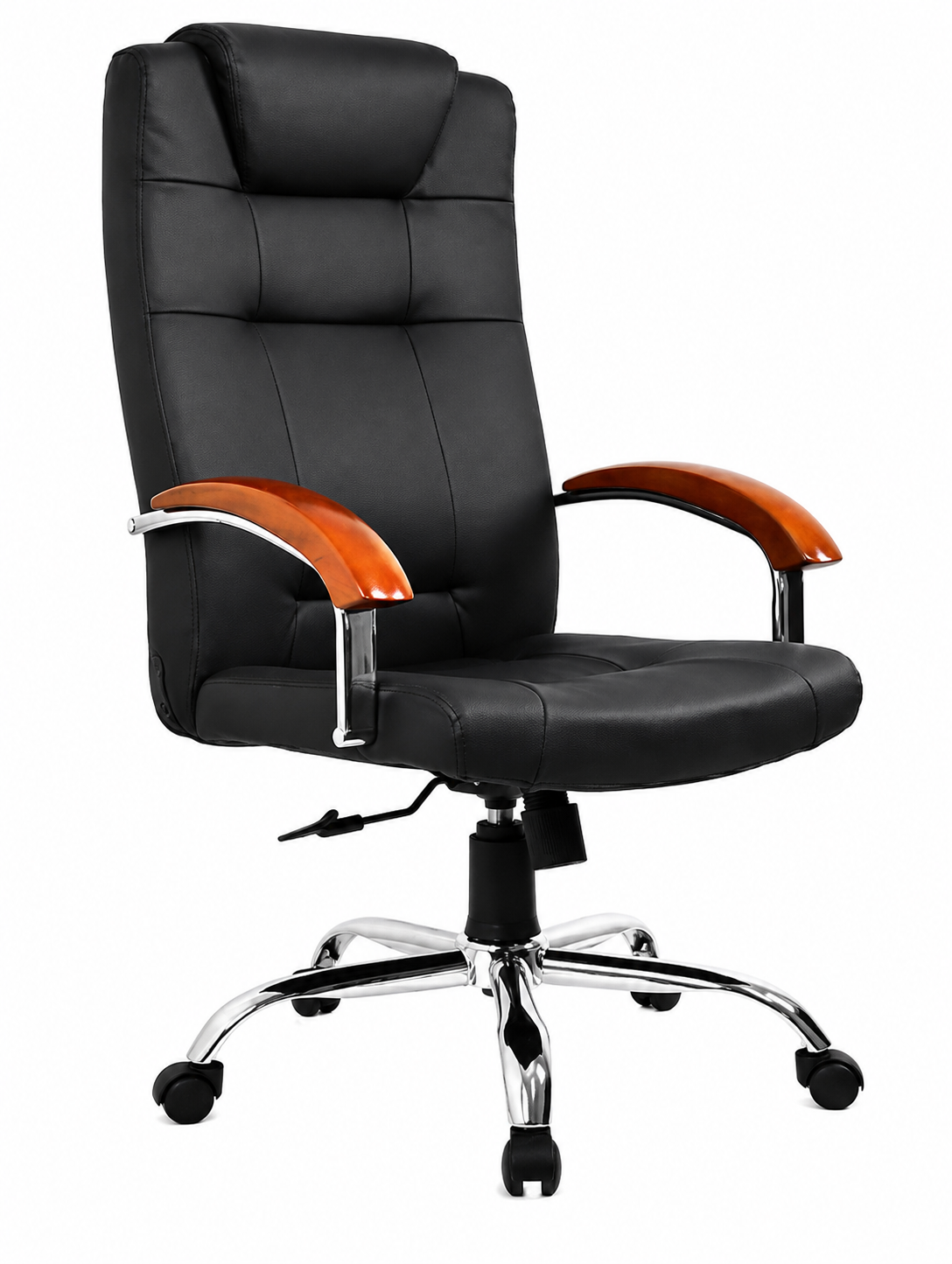 Silla presidencial premium en cuero sintético color negro