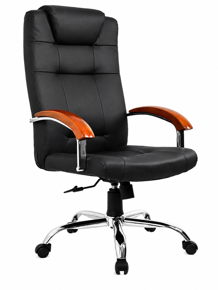 Silla presidencial premium en cuero sintético color negro