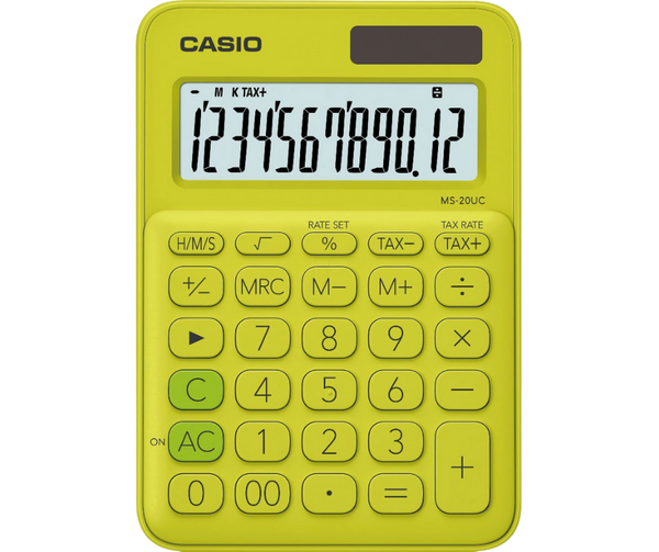 Calculadora Escritorio Casio MS-20UC 12 Digitos Amarillo