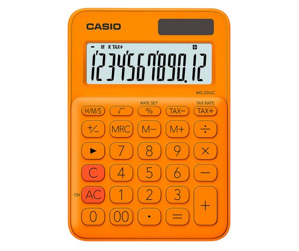Calculadora Escritorio Casio MS-20UC 12 Digitos Anaranjado