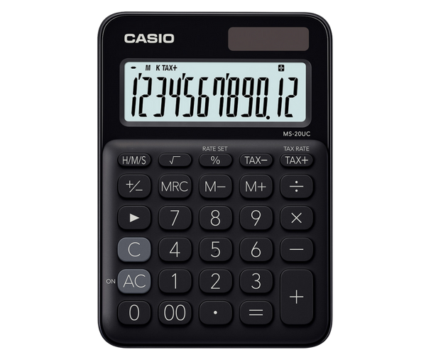 Calculadora Escritorio Casio MS-20UC 12 Digitos Negro