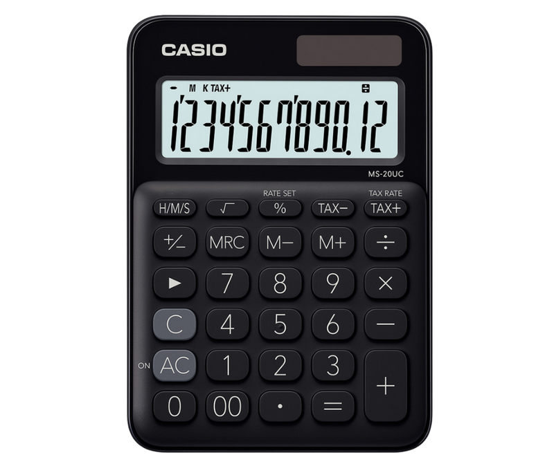 Calculadora Escritorio Casio MS-20UC 12 Digitos Negro